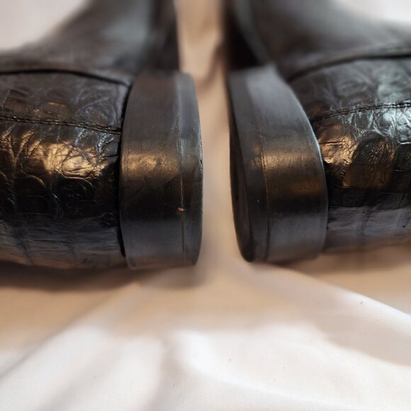 TECOVAS THE COLE CAIMAN ROPER COWBOY BLACK BOOTS SIZE 11 1/2 D MENS - Picture 3 of 8